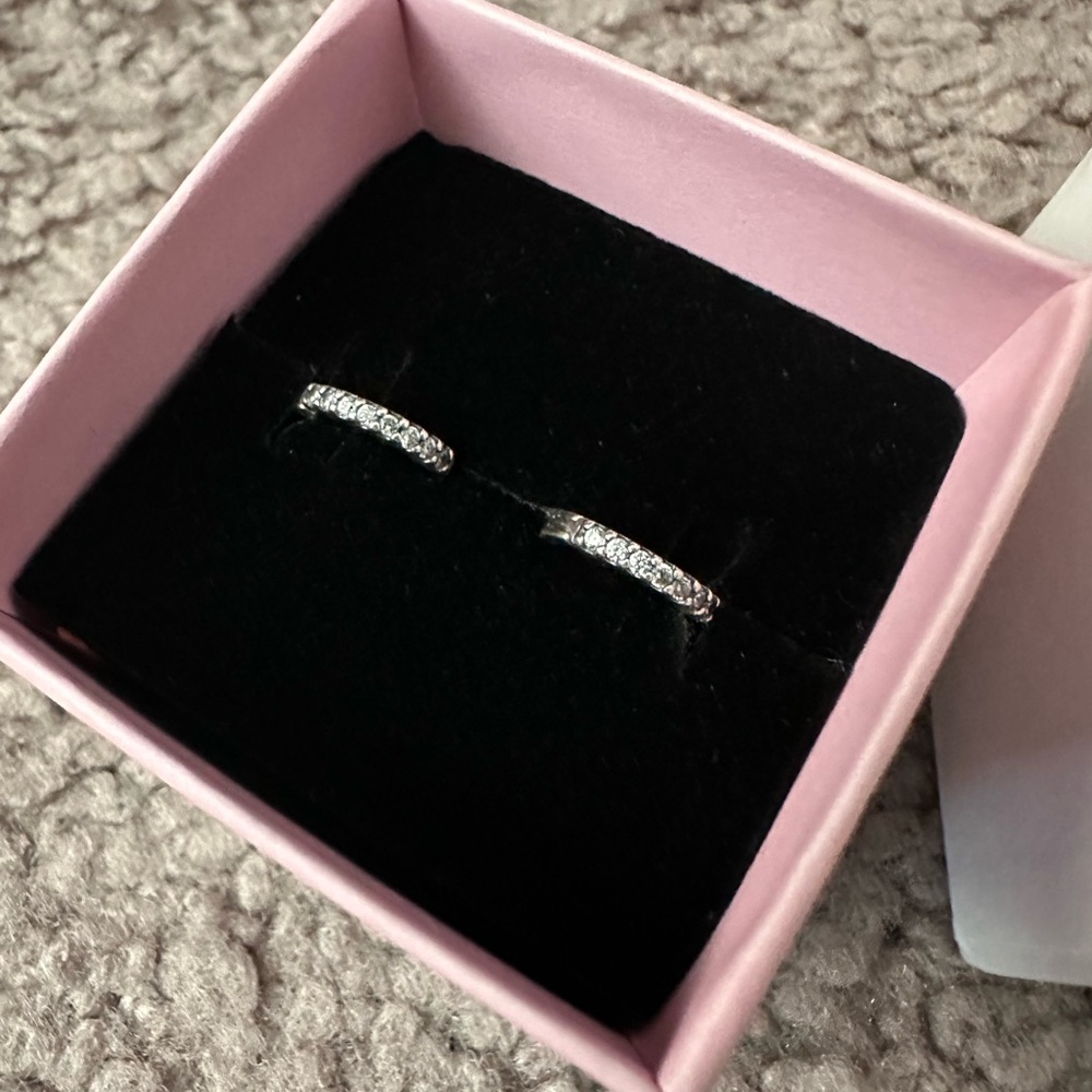 Pandora Silver Sparkling Huggie Hoop Earrings